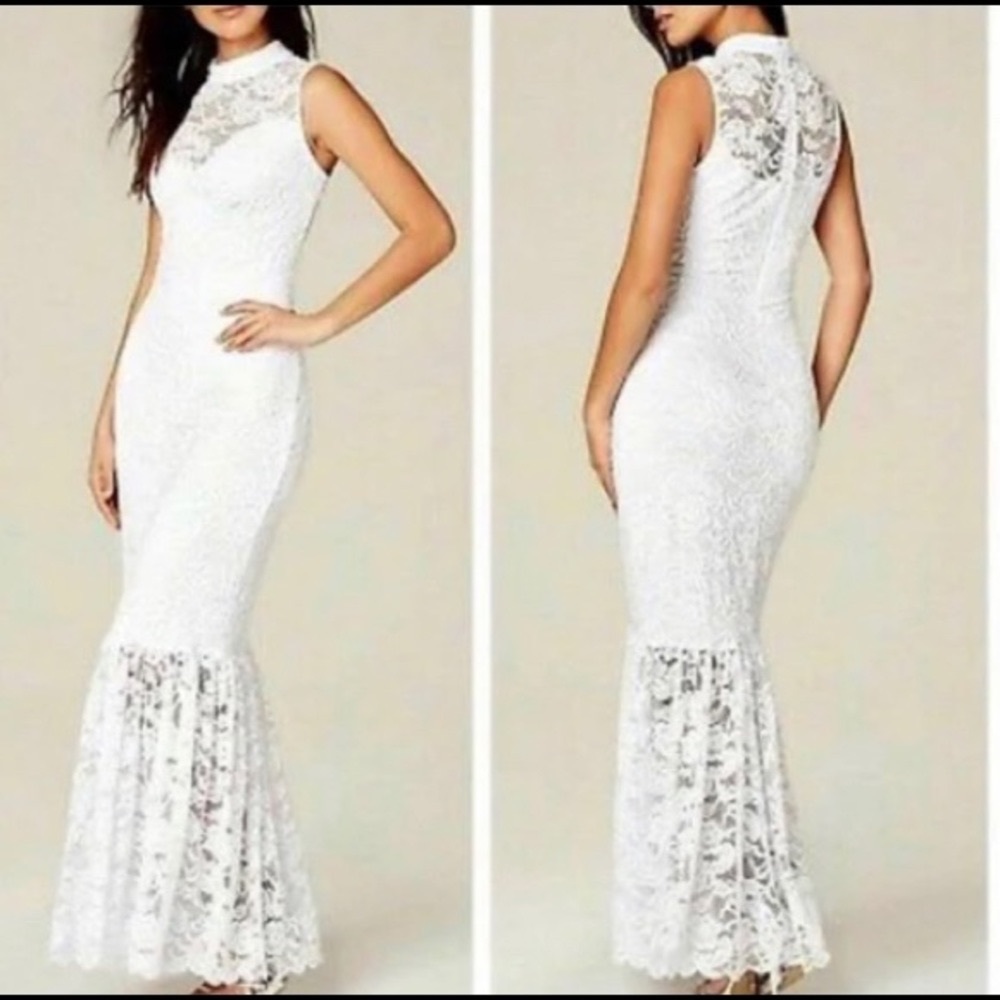 White lace mermaid dress